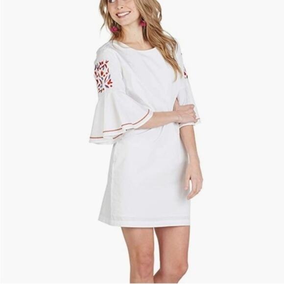 Mud Pie Dresses & Skirts - Mud Pie Michelle Embroidered Floral Scalloped 3/4 Sleeve Summer Dress Size L